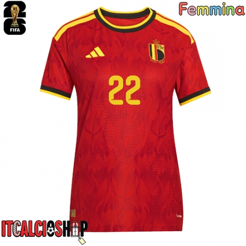 Belgio Alexis Saelemaekers #22 Prima Maglia Femmina Mondiali 2026 Manica Corta